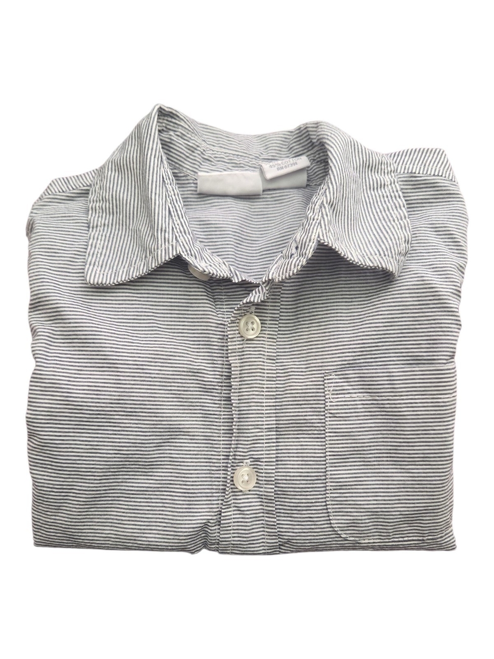 Striped Button-Down Shirt in Grey & White
